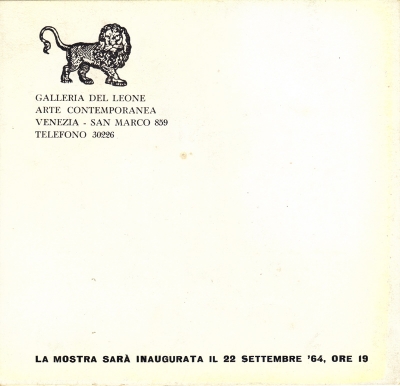 Galleria del Leone, Venise, 1964